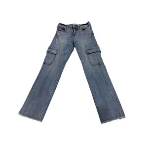 Lovervet by Vervet Women's Light Wash Distressed Cargo Jeans Size 27/5